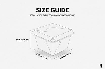 Size guide white paper food box 1000ml