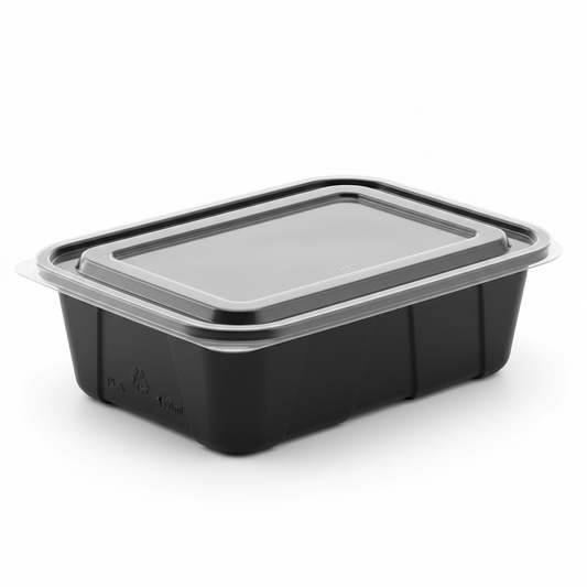 Rectangular black PLA 1000ml side view
