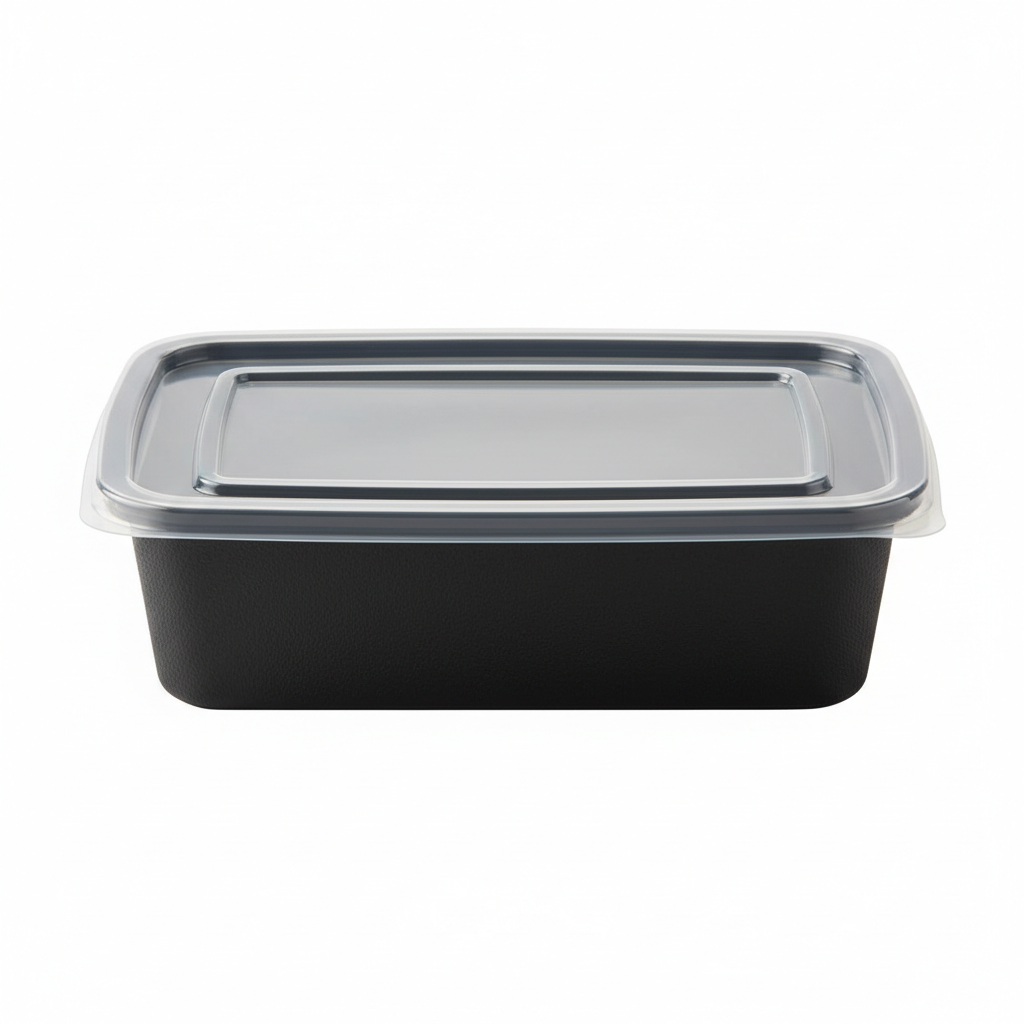 Rectangular black PLA 500ml front view