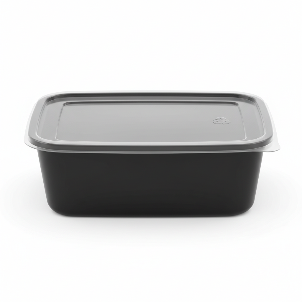 Rectangular black PLA 700ml front view