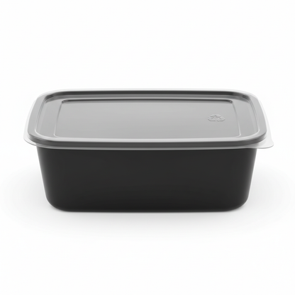 Rectangular black PLA 700ml front view