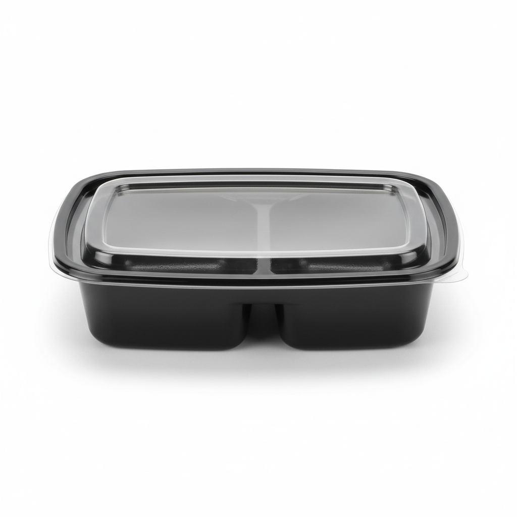 Black PLA 2 compartment container front view