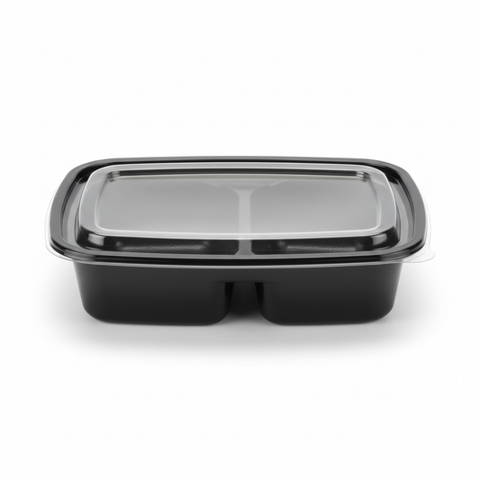 Black PLA 2 compartment container front view