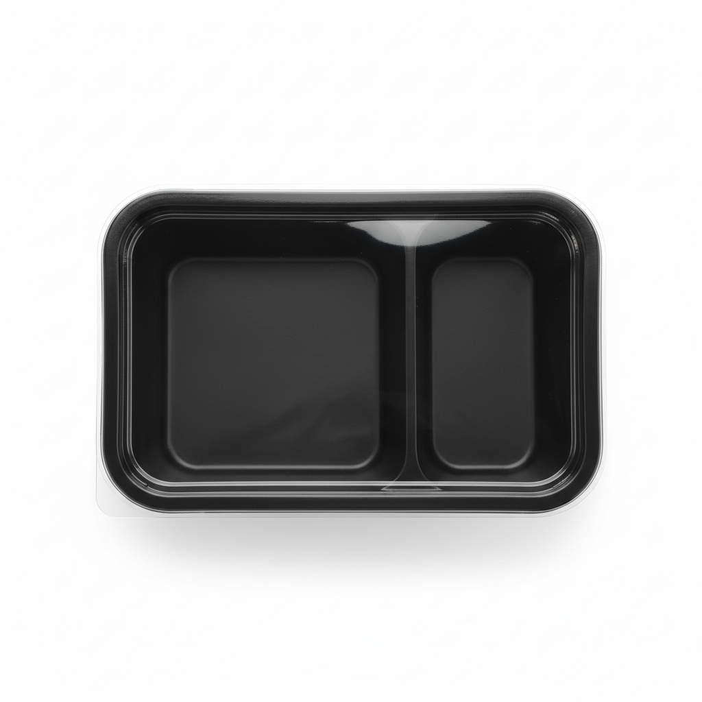 Black PLA 2 compartment container top view
