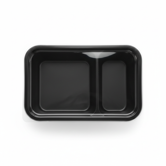 Black PLA 2 compartment container top view