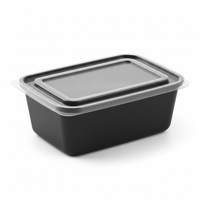 Black PLA food container 250ml with transparent lid