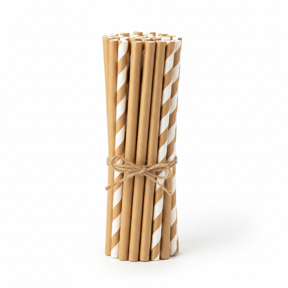 Bundle of paper straws close up