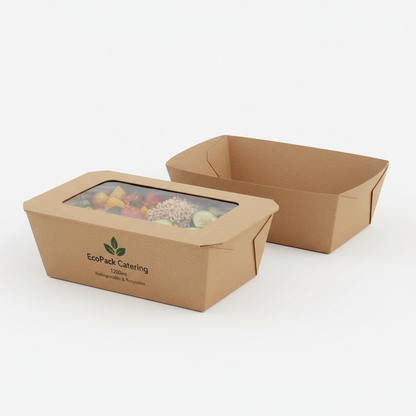 Kraft paper food container 1200ml catering size