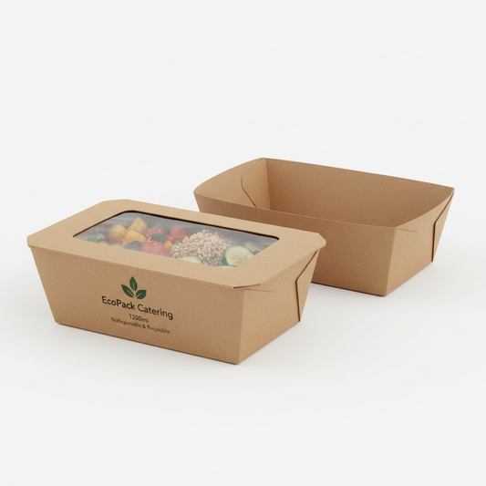 Kraft paper food container 1200ml catering size