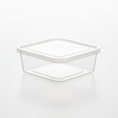 Rectangular transparent PLA 750ml side view