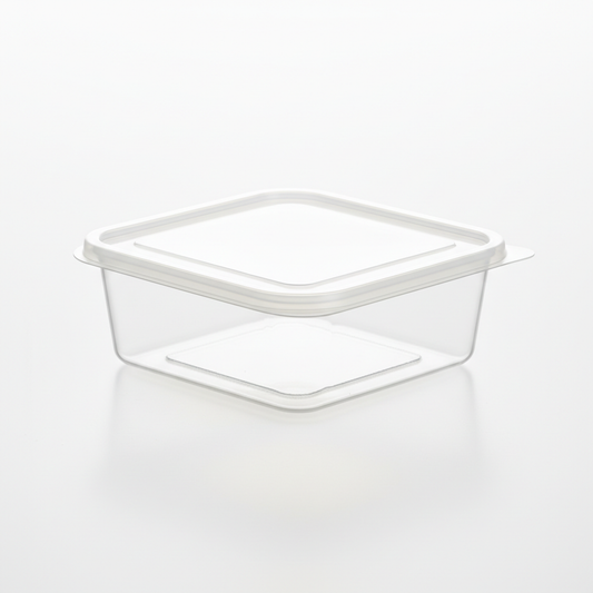 Rectangular transparent PLA 750ml side view