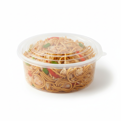 Round transparent PLA 500ml container with rice lifestyle